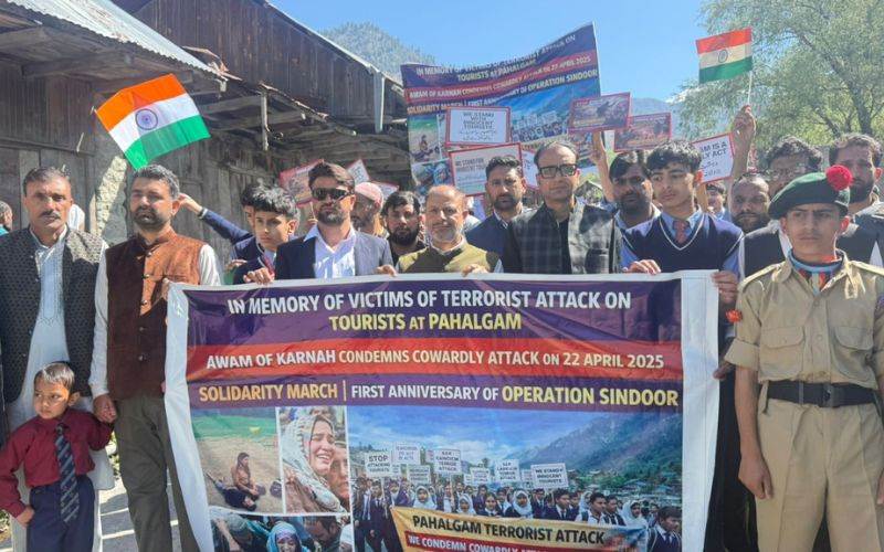 پہلگام دہشت گردانہ حملے کی برسی کے موقع پر جموں و کشمیر کے سرحدی شہروں میں مارچ 